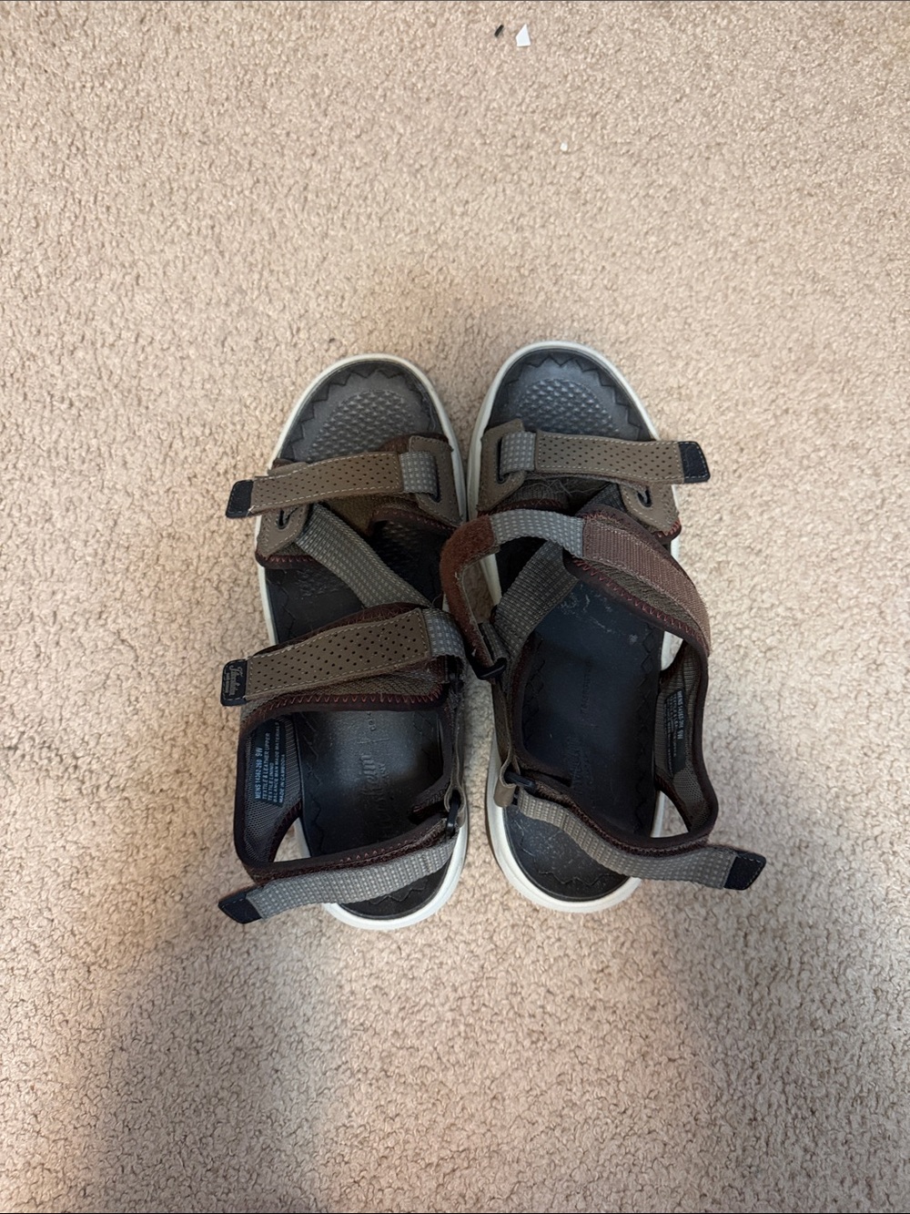 Mens Brown and Gray Adjustable Hook-and-Loop Sandals